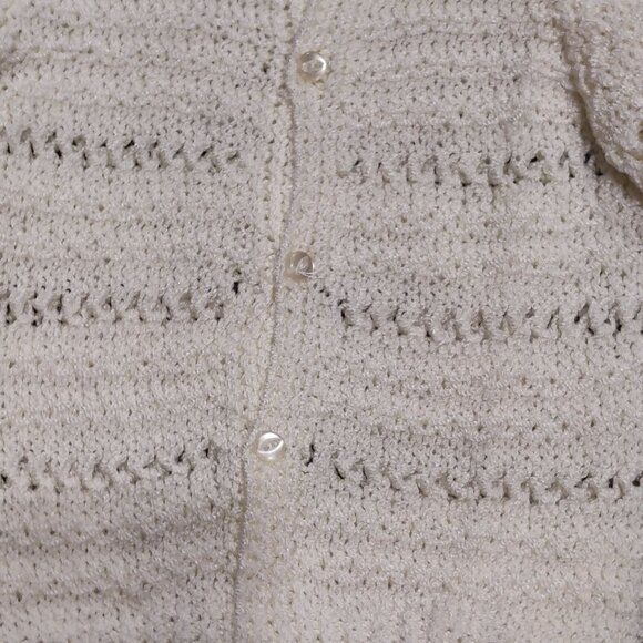 Handmade 0–3M Vintage Baby Cardigan Sweater Cream Knit Button Front Classic Chic - Picture 6 of 6